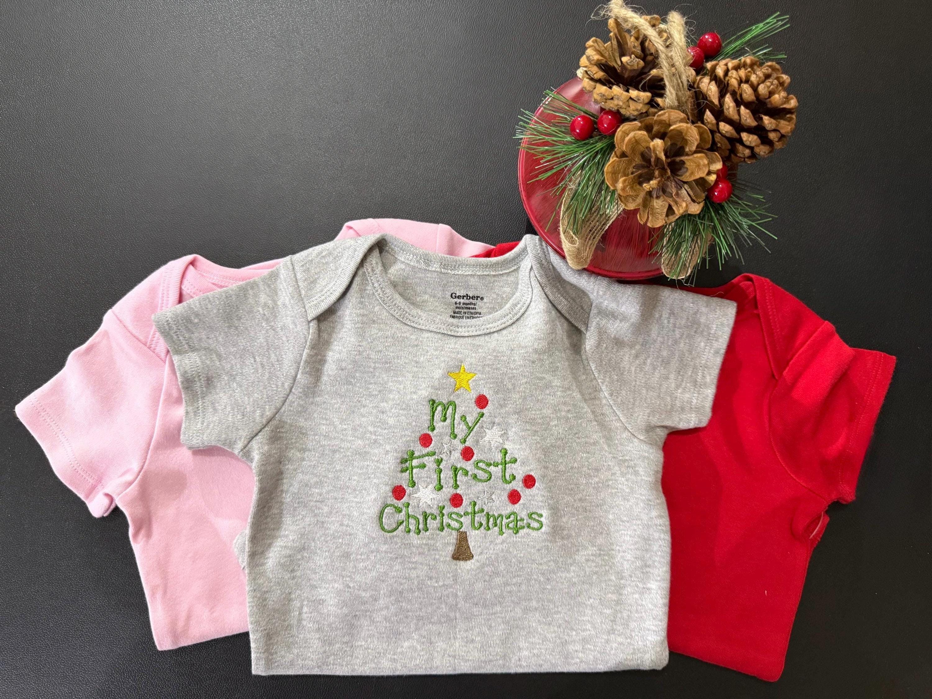 Custom Embroidered My First Christmas Onesie | Unisex Holiday Outfit